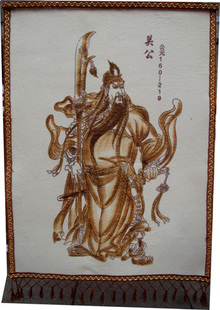 蒙古族手工羊毛氈燙畫-氈畫-關(guān)公