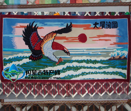 內蒙古民族特色氈畫大展宏圖餐廳掛畫 橫版氈畫 蒙古羊毛氈畫