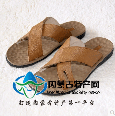 仟足佰態2014手工真皮拖鞋夏季頭層牛皮按摩底涼拖鞋